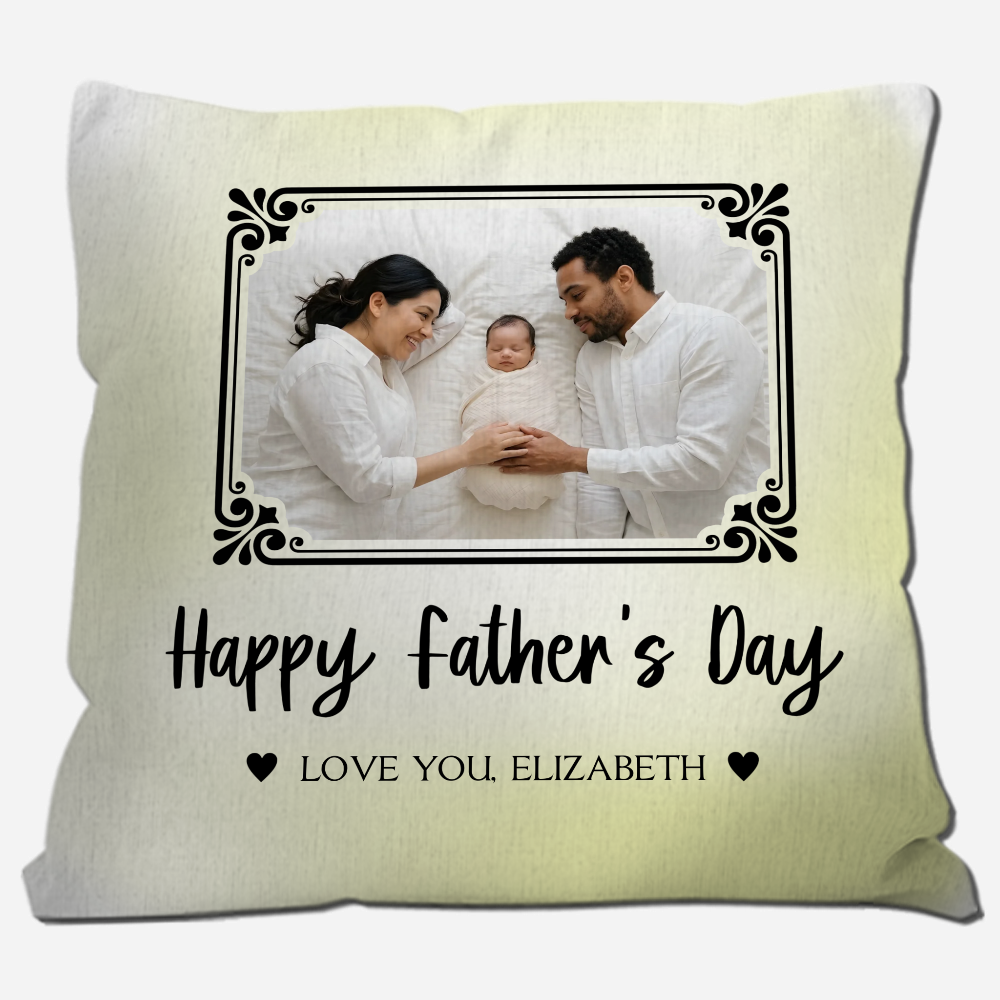 Happy Father's Day Custom Throw Pillow – Vintage Frame Photo