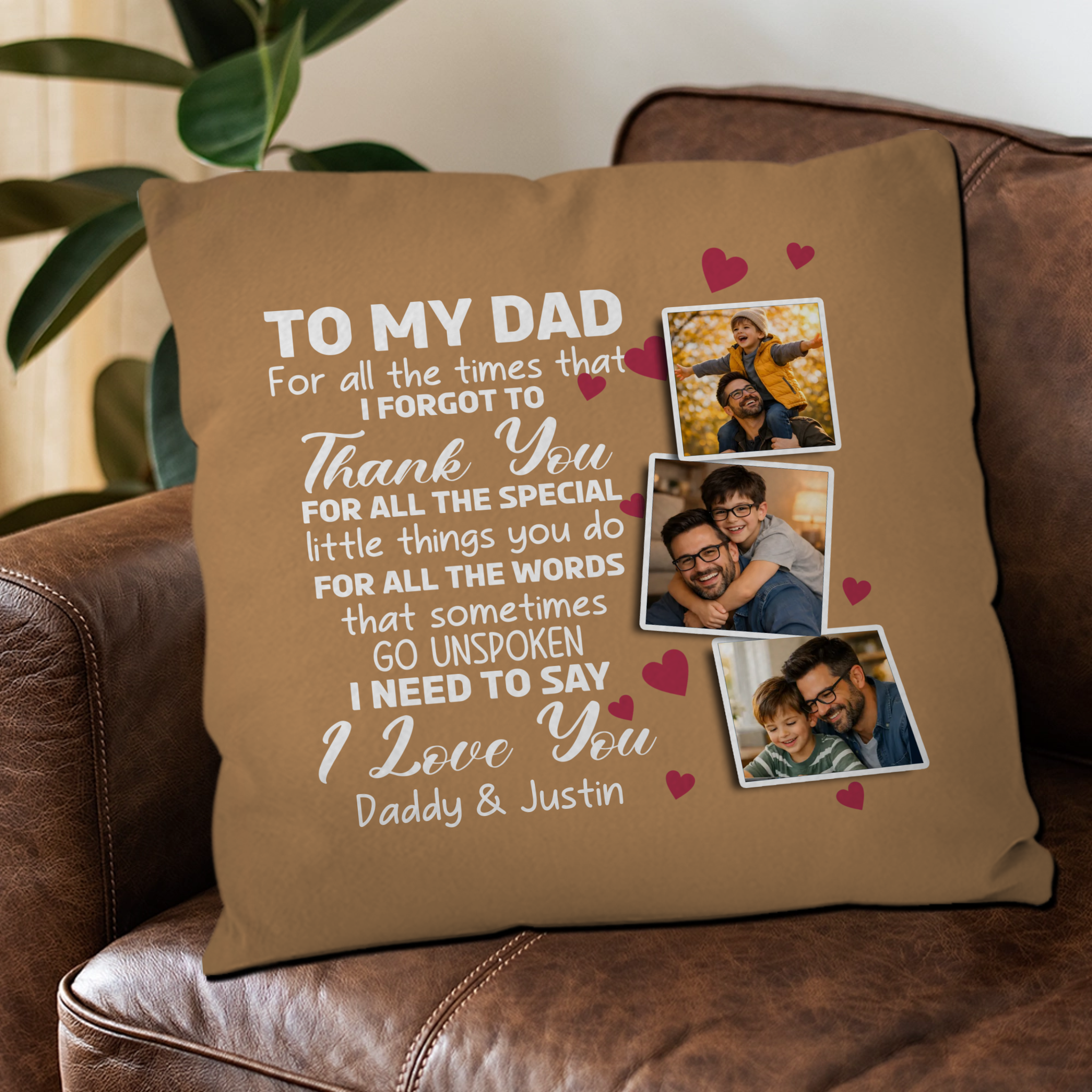 Unique Personalized Pillow for Dad – Special Emotional Letter Present