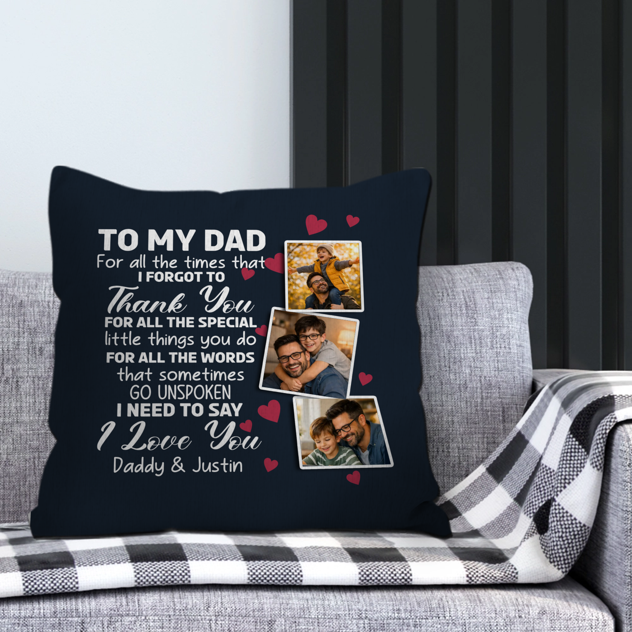 Unique Personalized Pillow for Dad – Special Emotional Letter Present