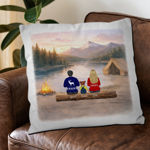 Family Camping Throw Pillow Custom Name – Personalized Keepsake Gift