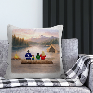 Family Camping Throw Pillow Custom Name – Personalized Keepsake Gift