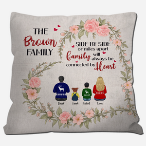 Customized Pink Rose Heart Wreath Pillow – Side by Side Family Unique Present