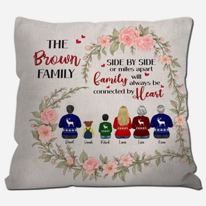 Customized Pink Rose Heart Wreath Pillow – Side by Side Family Unique Present
