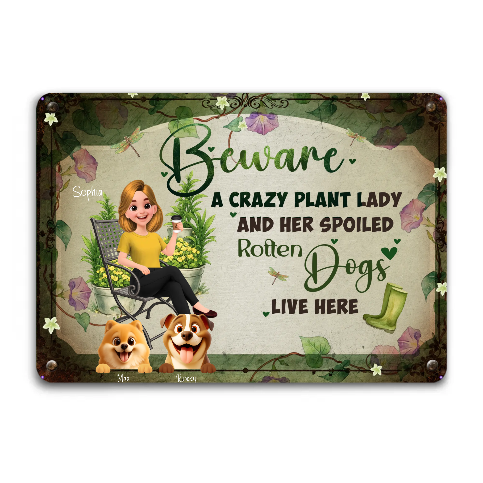 Customized Purple Morning Glory Yard Decor – Funny Outdoor Wall Metal Signs For Gift
