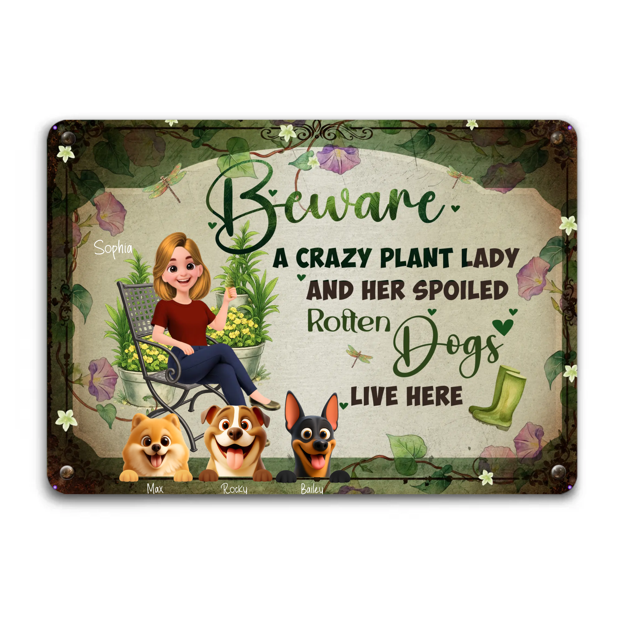 Customized Purple Morning Glory Yard Decor – Funny Outdoor Wall Metal Signs For Gift