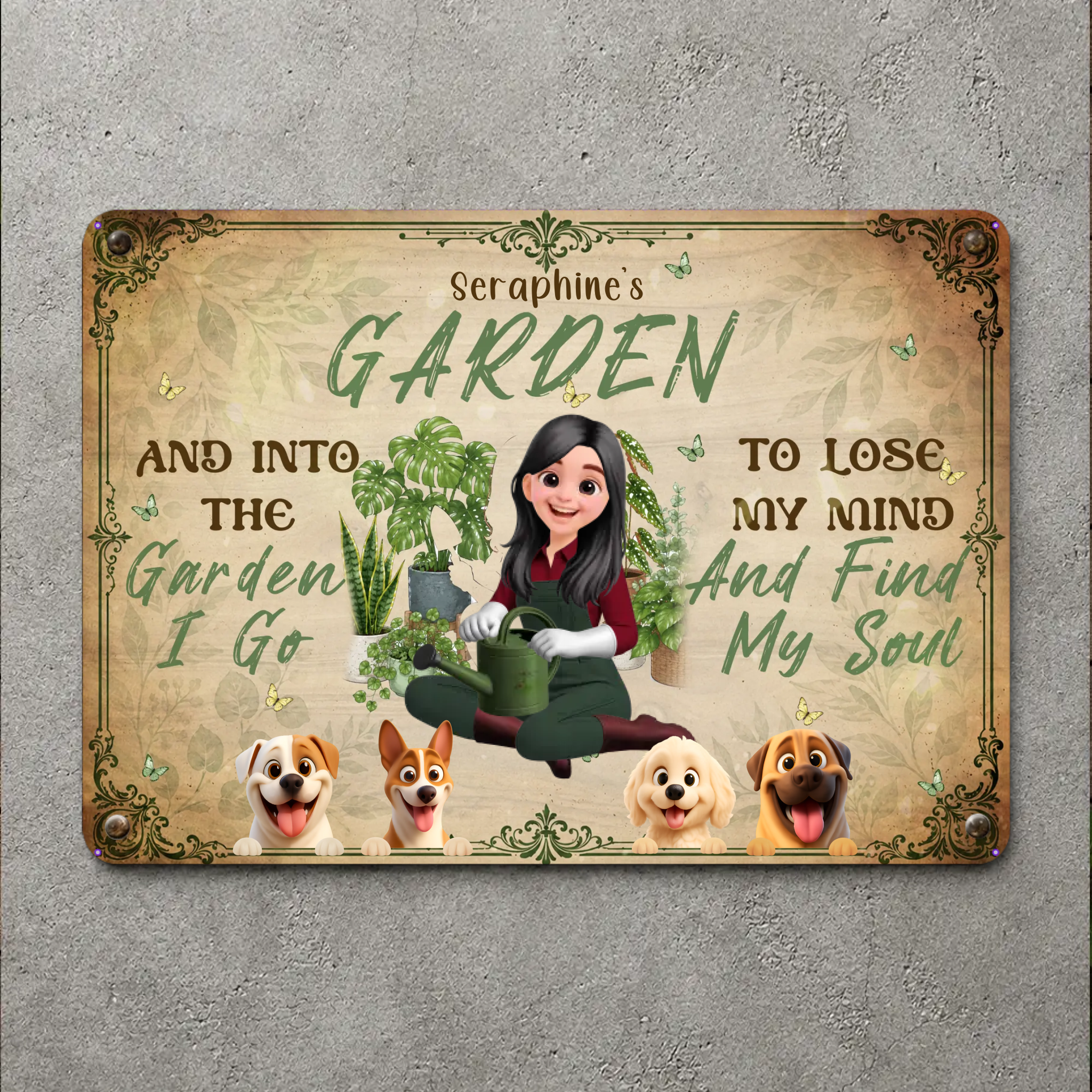 Into The Garden I Go Metal Signs – Bespoke Gift For Gardeners And Dog Lovers
