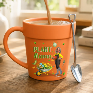 Personalized Plant Pot Ceramic Mugs – Flower Wheelbarrow Cup