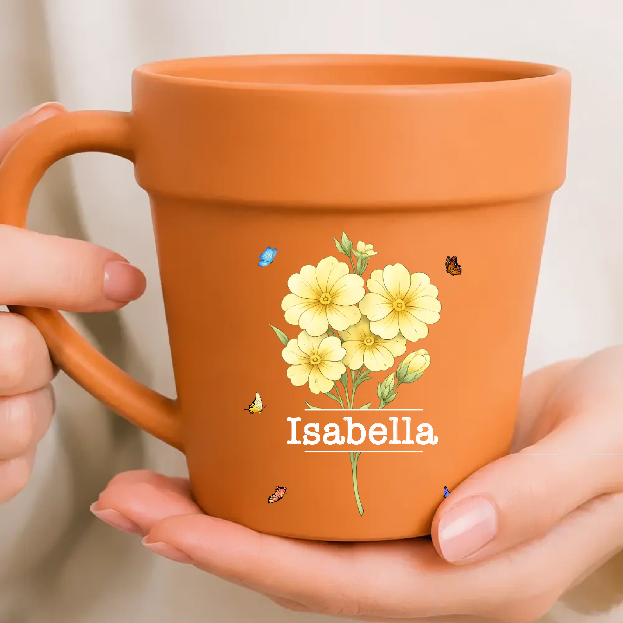 Birth Flower Ceramic Mugs – Custom Name For Gardener Gift