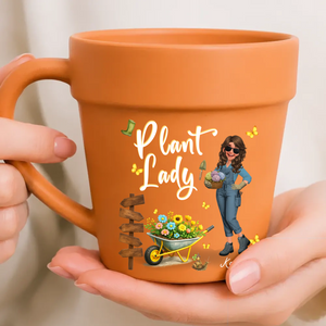 Personalized Plant Lady Mugs – Yellow Wheelbarrow Flower Pot Cup