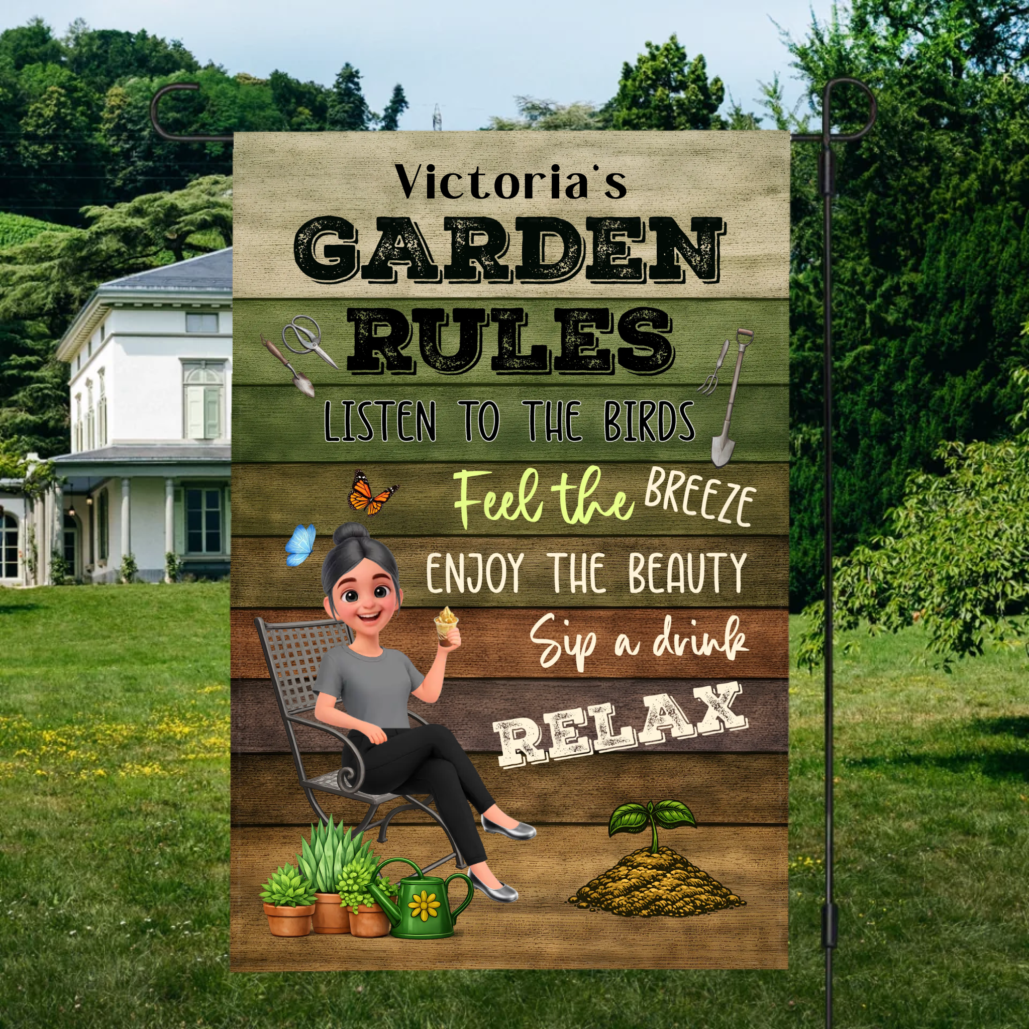 Custom Garden Flag – Funny Garden Rules Gift For Gardeners