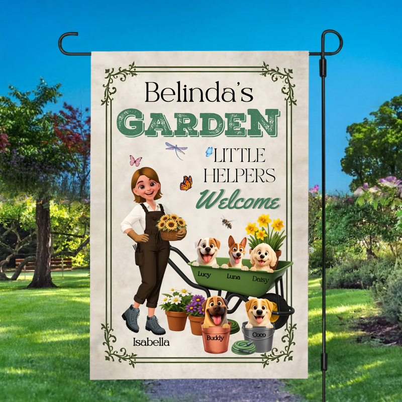 Personalized Little Helpers Welcome Garden Flag – Unique Gardener Gift