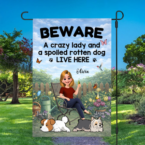 Bespoke Funny Lying Dog Garden Flag – Unique Present For Gardener