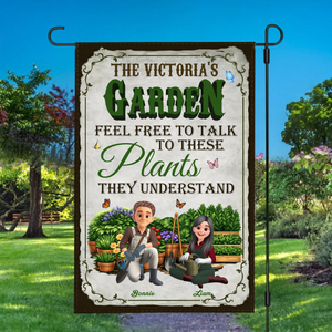Talk To These Plants Garden Flag – Custom Couple Gardeners Gift