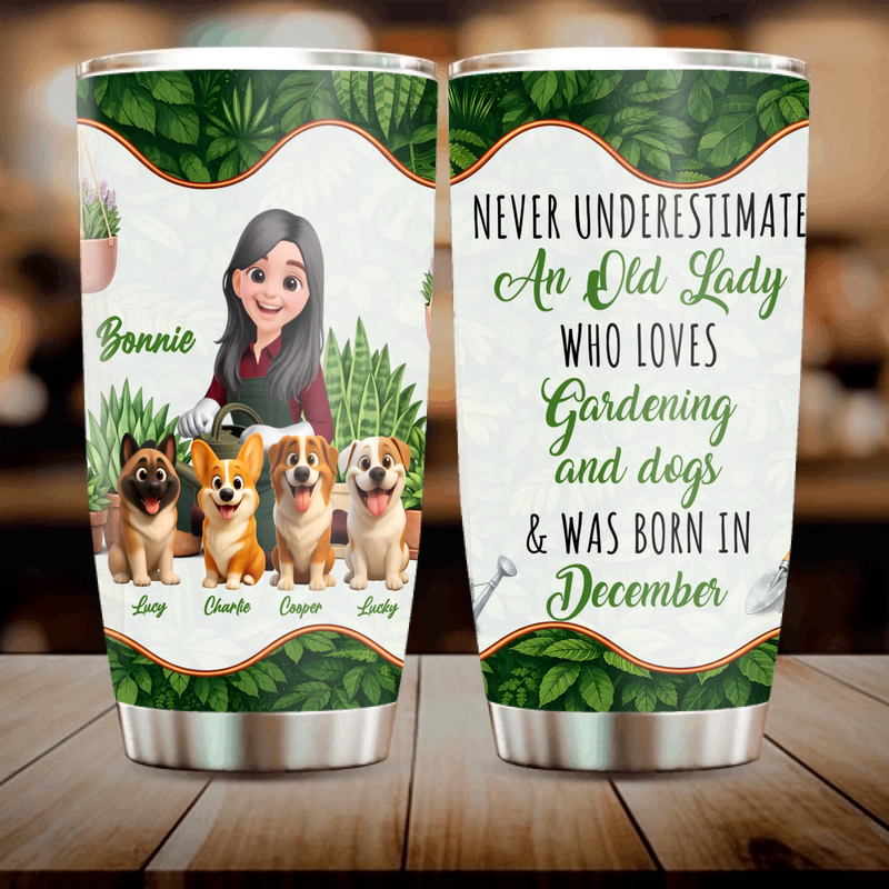 Personalized Born In December Old Lady Tumbler – Unique Gardening Travel Mug
