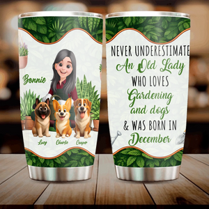 Personalized Born In December Old Lady Tumbler – Unique Gardening Travel Mug