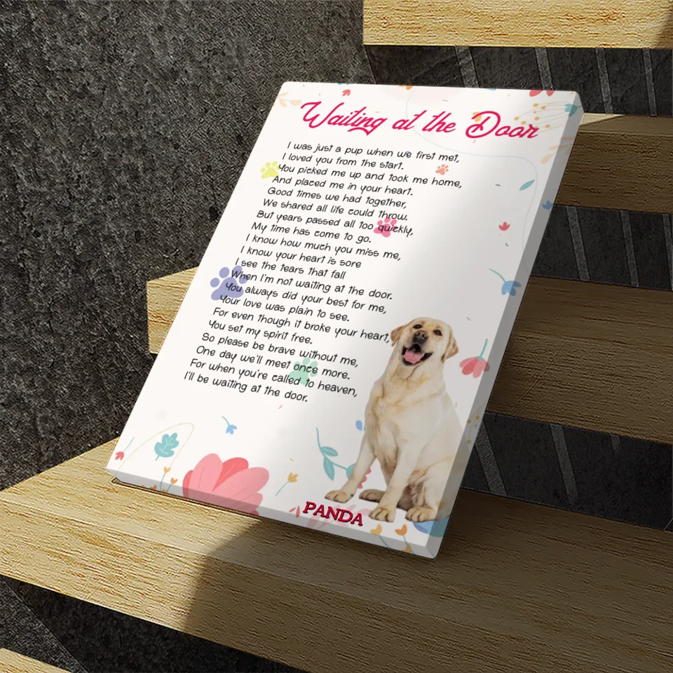 Waiting at the Door - Pet Memorial Canvas Wall Art Customize to your Pet