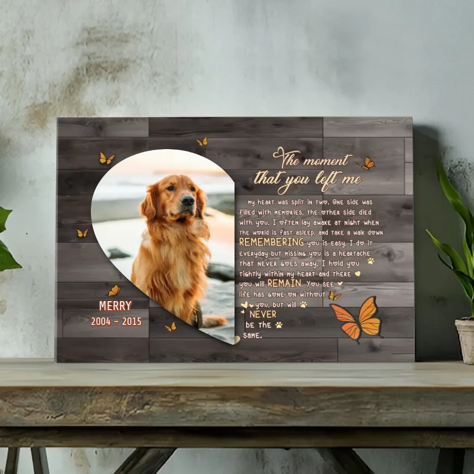 Custom Text & Photo Canvas Print - The moment that you left me