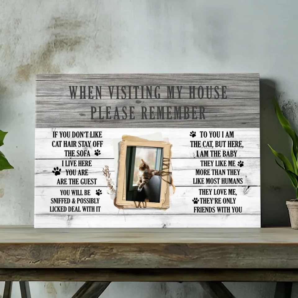 Personalized Cat Canvas - Funny Cat Rules, Cat Lover Gift at 89Prints