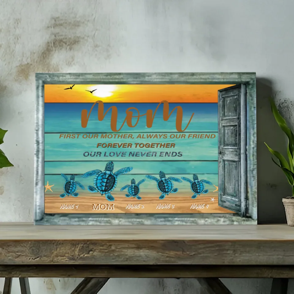 Custom Turtle Canvas Wall Art - Mother's Love Like the Ocean