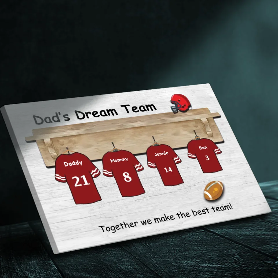 Dad's Dream Team - Canvas Art for Custom Soccer Jerseys #1 Quality at 89Prints