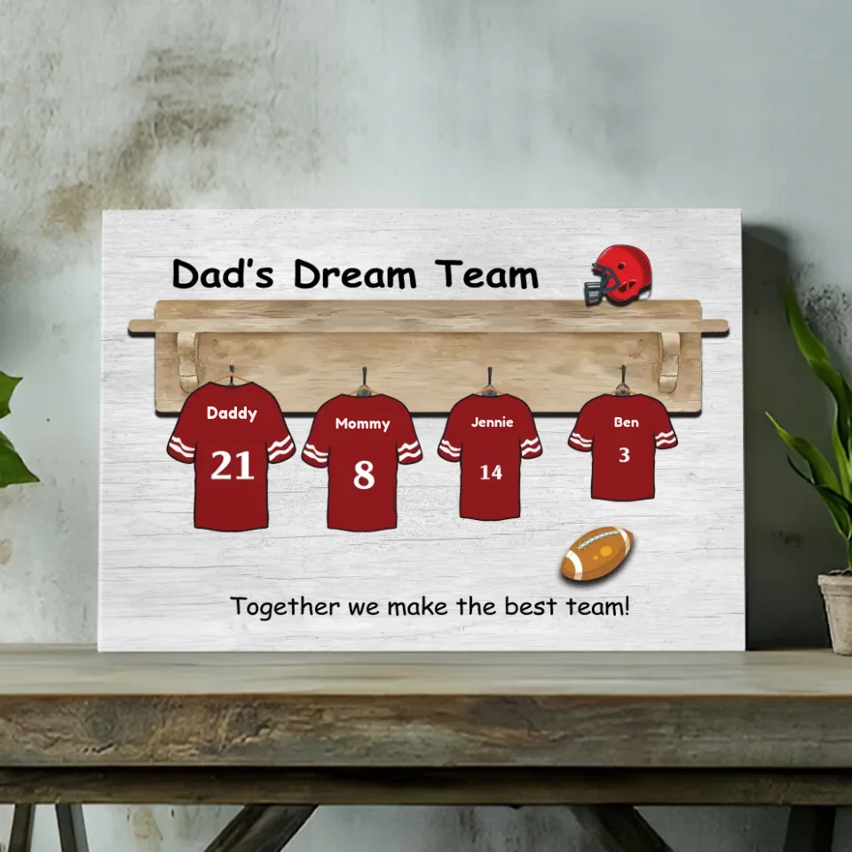 Dad's Dream Team - Canvas Art for Custom Soccer Jerseys #1 Quality at 89Prints