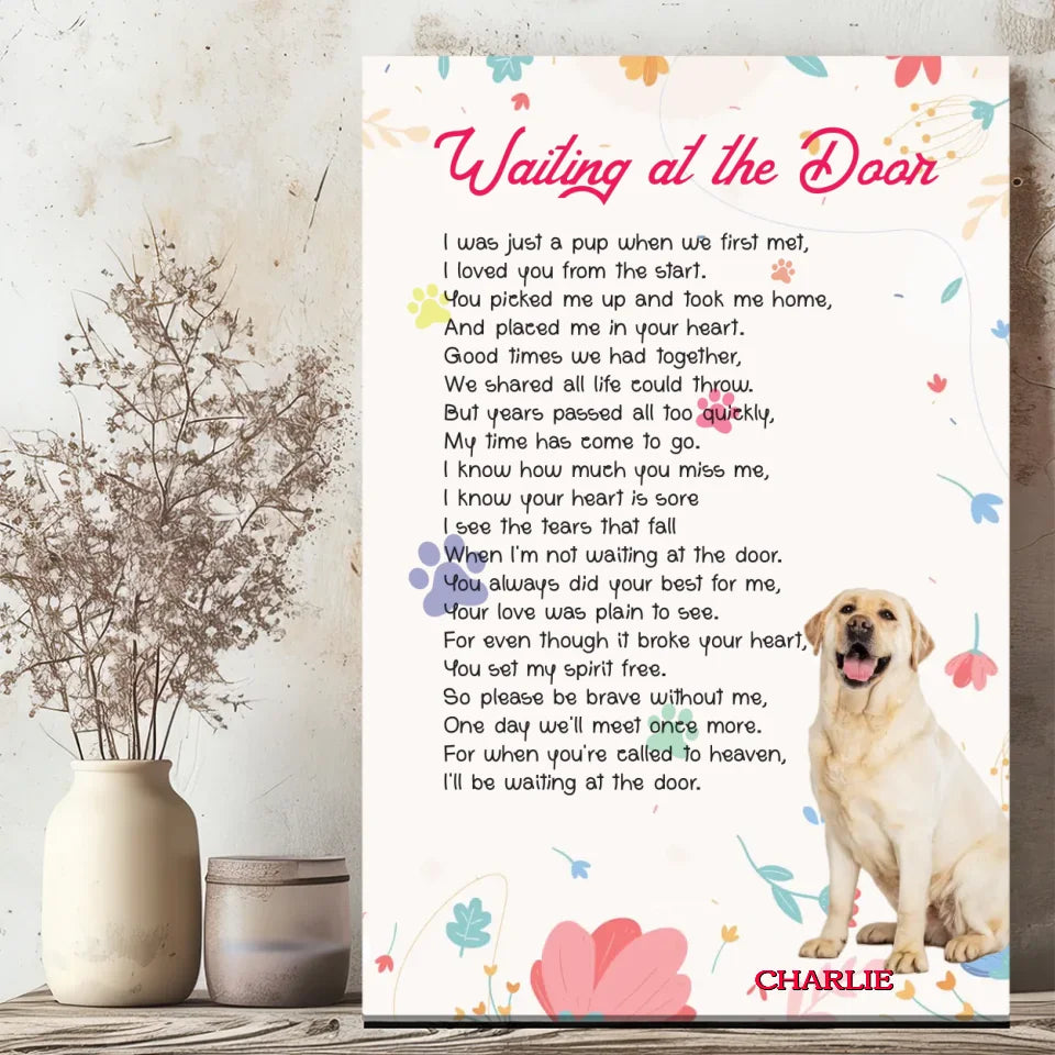 Waiting at the Door - Pet Memorial Canvas Wall Art Customize to your Pet