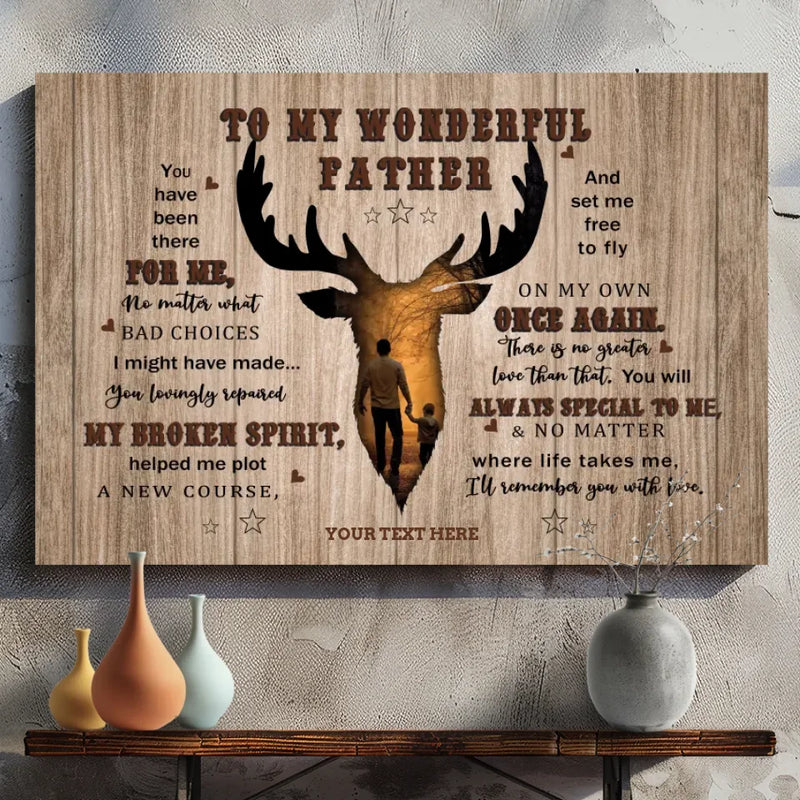 To My Wonderful Father - Personalized Deer-Themed Canvas for Dad
