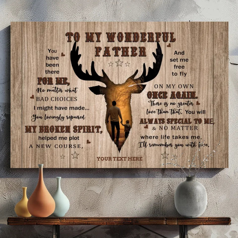 To My Wonderful Father - Personalized Deer-Themed Canvas for Dad