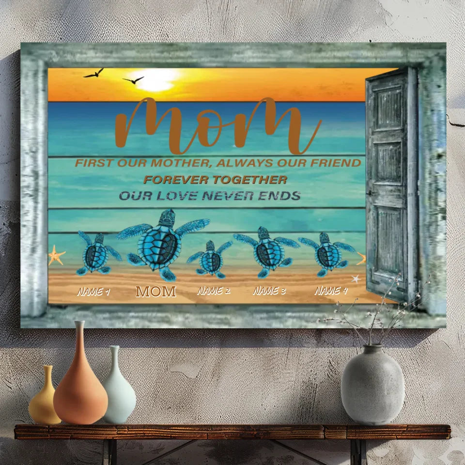 Custom Turtle Canvas Wall Art - Mother's Love Like the Ocean