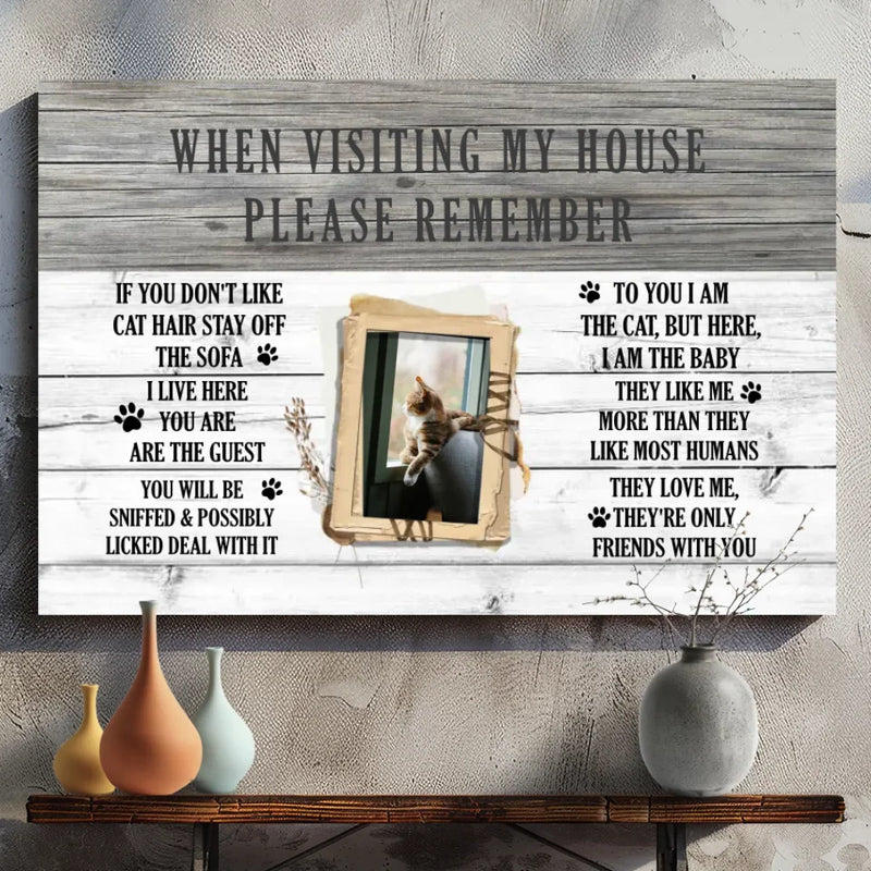 Personalized Cat Canvas - Funny Cat Rules, Cat Lover Gift at 89Prints