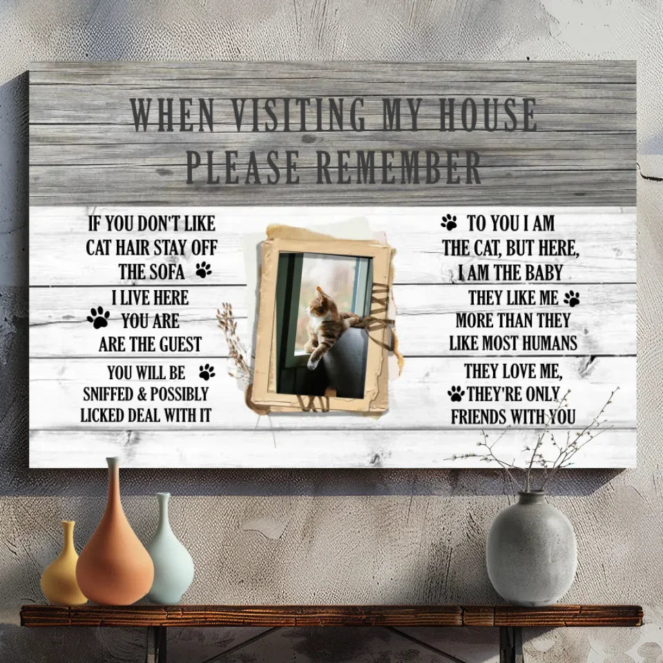 Personalized Cat Canvas - Funny Cat Rules, Cat Lover Gift at 89Prints