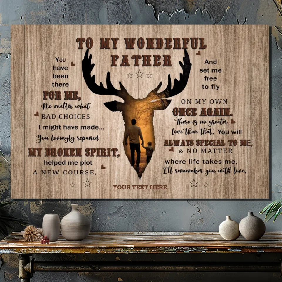 To My Wonderful Father - Personalized Deer-Themed Canvas for Dad