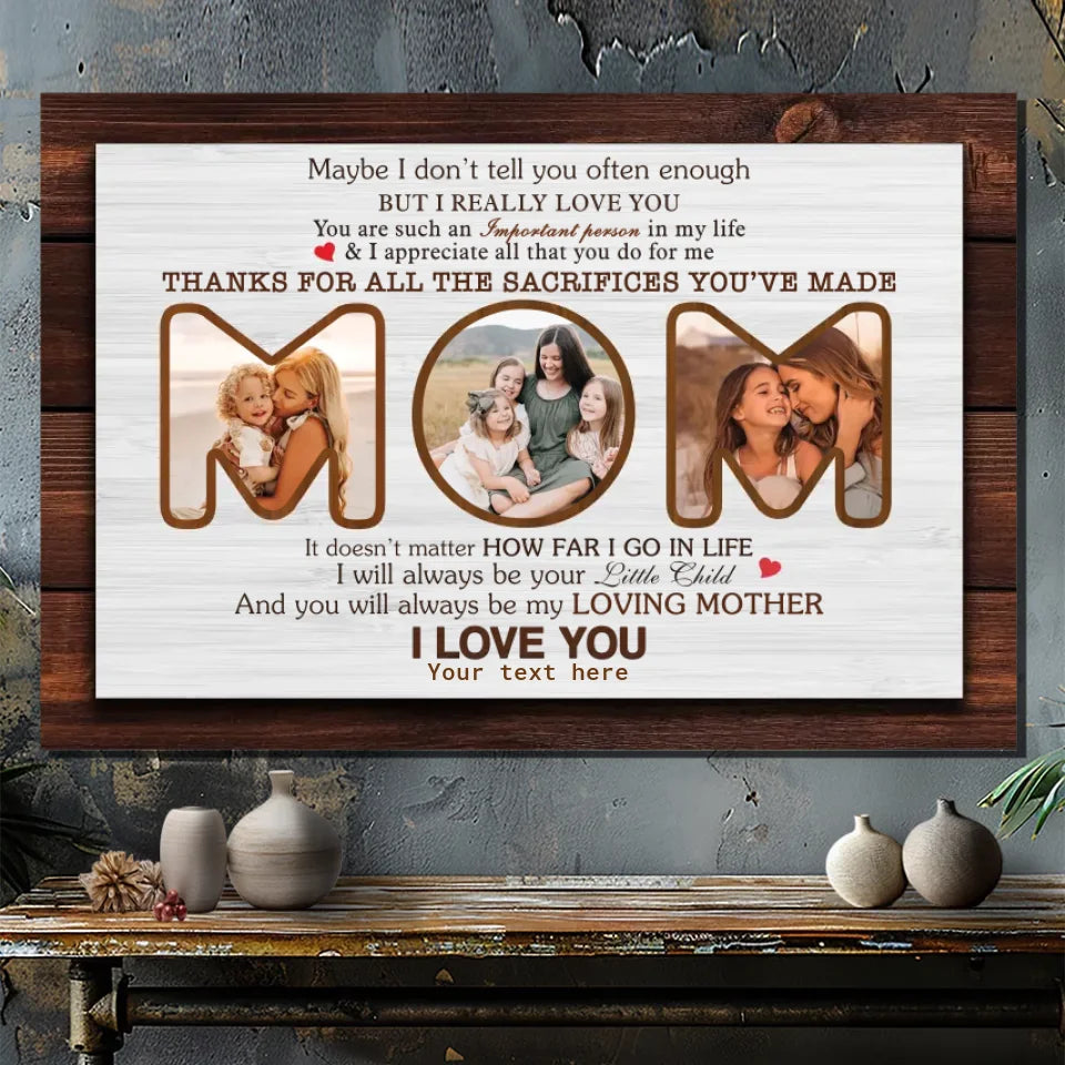Personalized Mother Appreciation Canvas - Heartfelt Custom Photo Gift for Mom