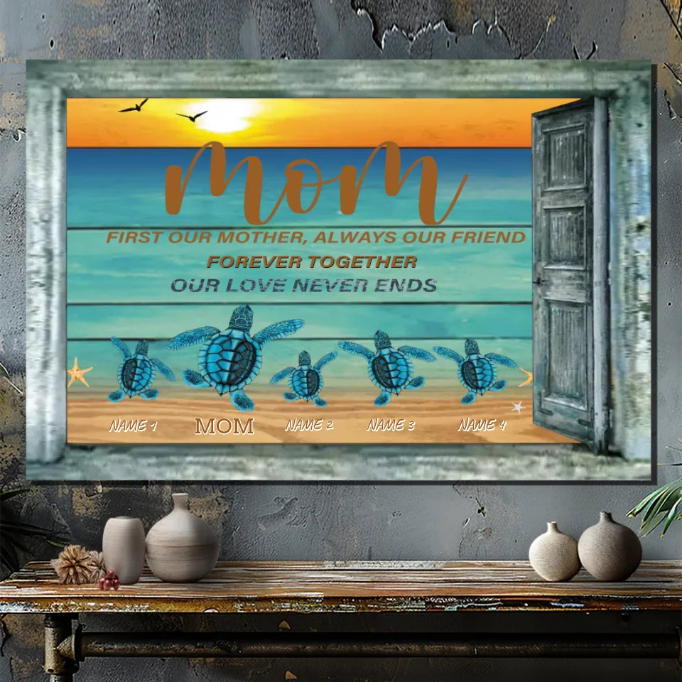 Custom Turtle Canvas Wall Art - Mother's Love Like the Ocean
