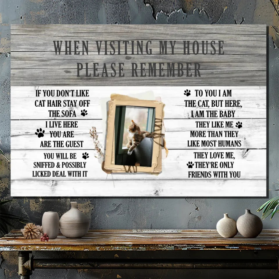 Personalized Cat Canvas - Funny Cat Rules, Cat Lover Gift at 89Prints