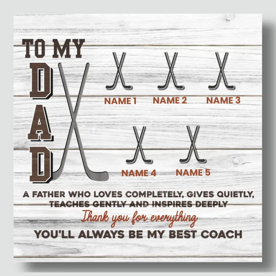 Personalized Hockey-Themed Canvas for Dad – Custom Gift With Names