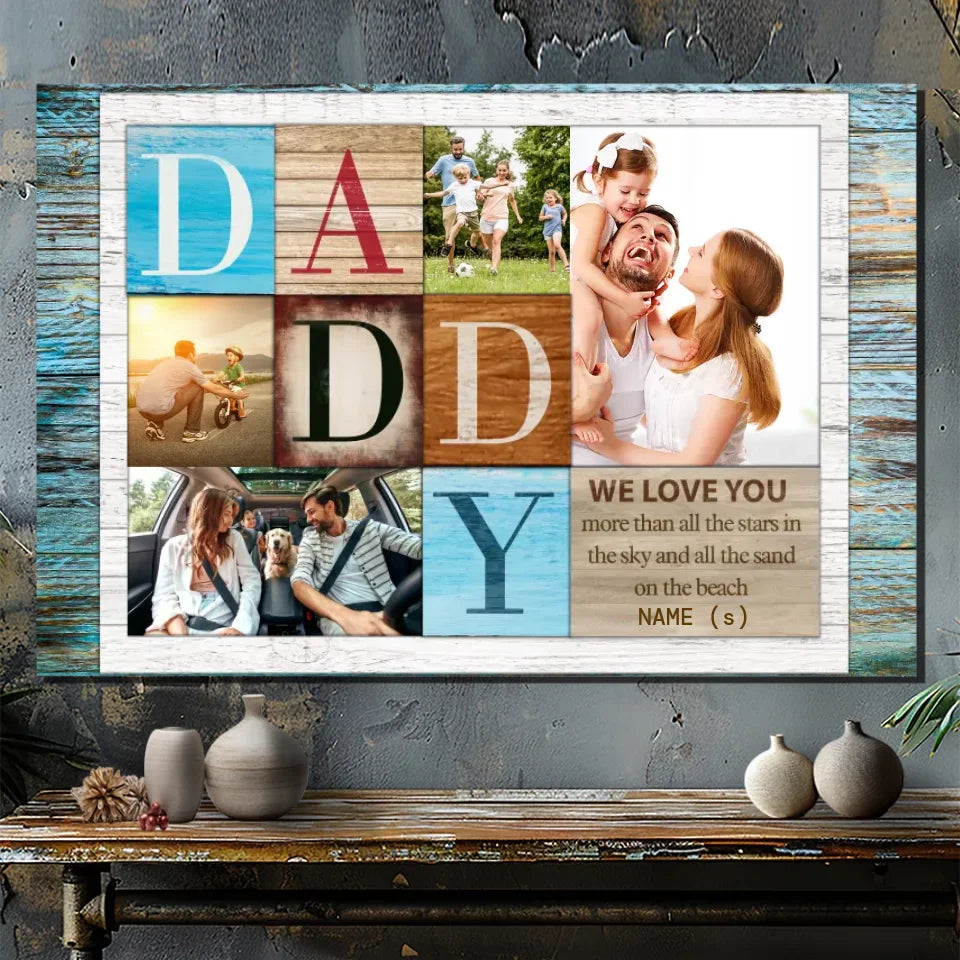 Personalized Canvas for Dad – We Love You More Than All the Stars | 89Prints