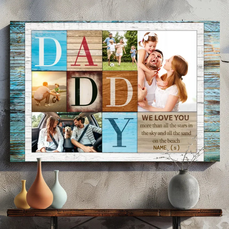 Personalized Canvas for Dad – We Love You More Than All the Stars | 89Prints