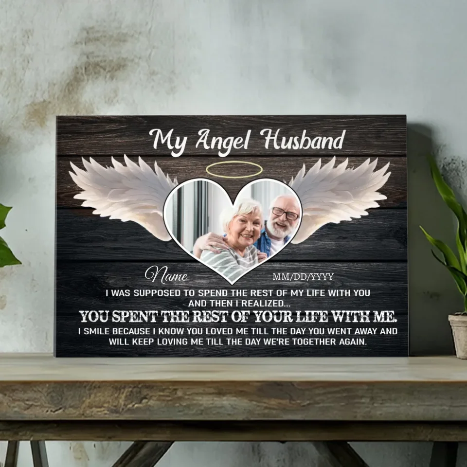 Personalized Canvas Tribute: My Angel Husband – A Custom Love Story