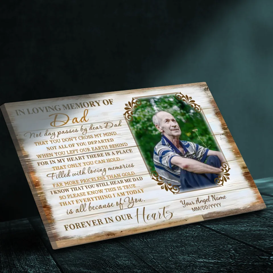 Personalized Memorial Canvas for Dad – Forever in Our Hearts | 89Prints