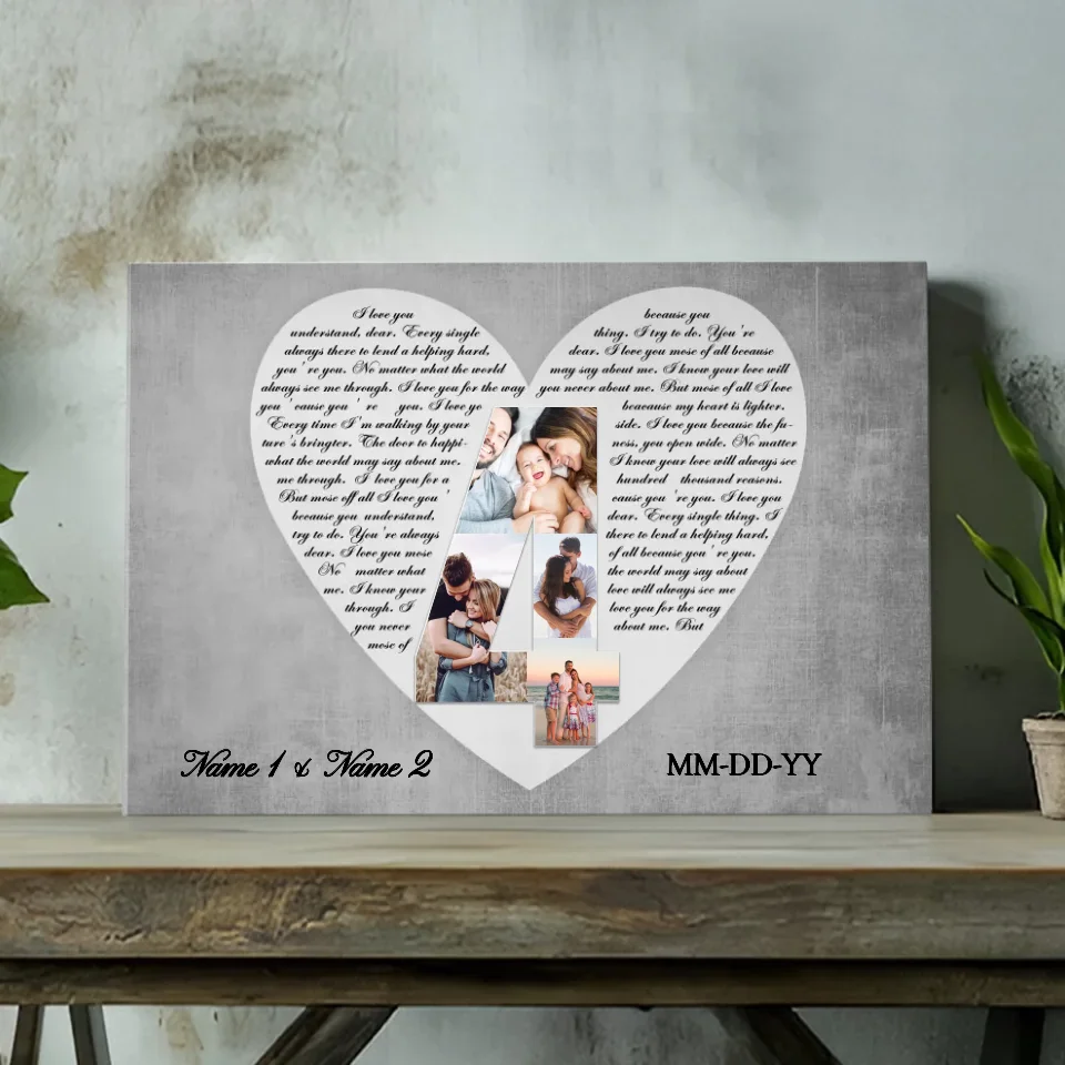 Personalized 4th Anniversary Canvas - Custom Photo & Name Art for Couples