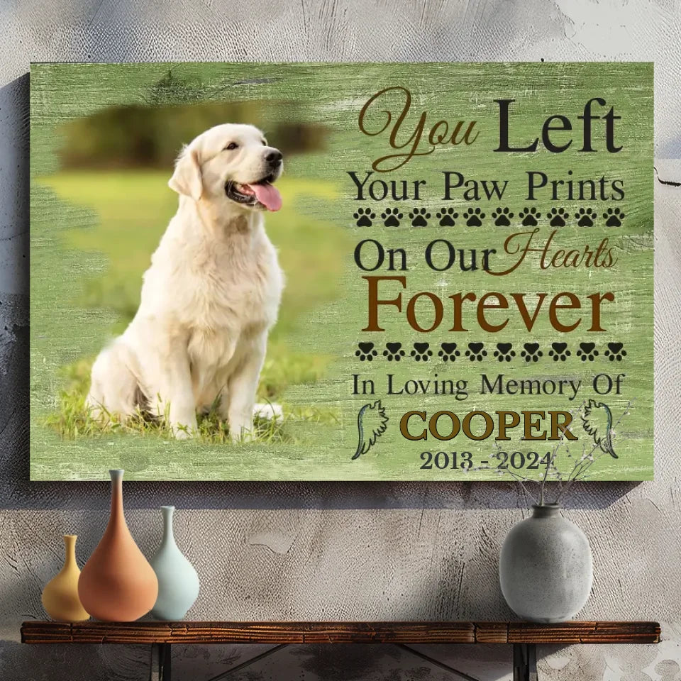 Personalized Pet Memorial Canvas At 89Prints- Paw Prints on Our Hearts