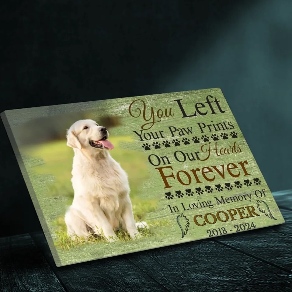 Personalized Pet Memorial Canvas At 89Prints- Paw Prints on Our Hearts