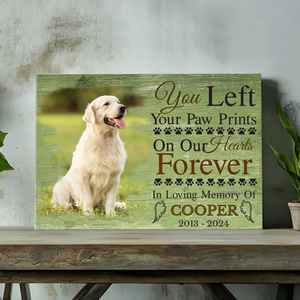 Personalized Pet Memorial Canvas At 89Prints- Paw Prints on Our Hearts
