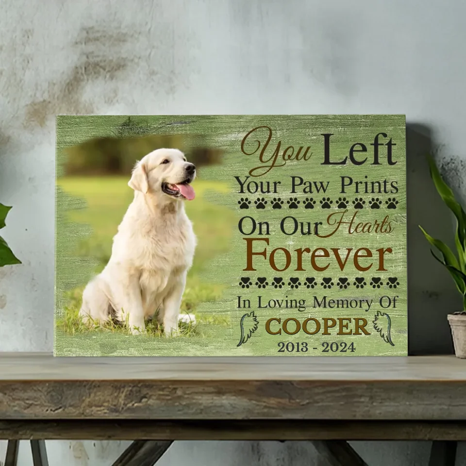 Personalized Pet Memorial Canvas At 89Prints- Paw Prints on Our Hearts