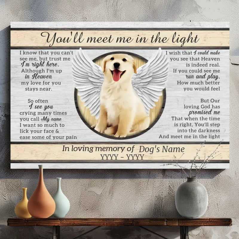 Meet Me in the Light: Personalized Pet Memorial Canvas Painting at 89Prints
