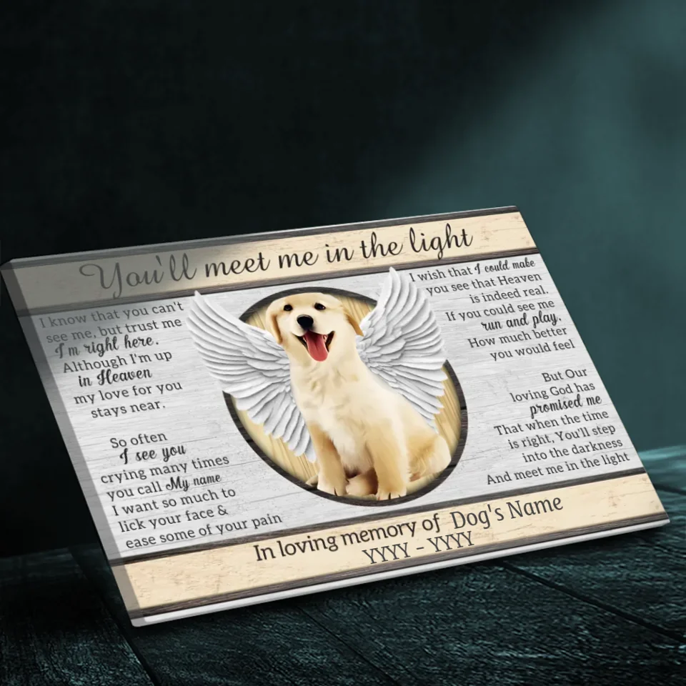 Meet Me in the Light: Personalized Pet Memorial Canvas Painting at 89Prints