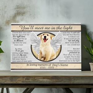 Meet Me in the Light: Personalized Pet Memorial Canvas Painting at 89Prints