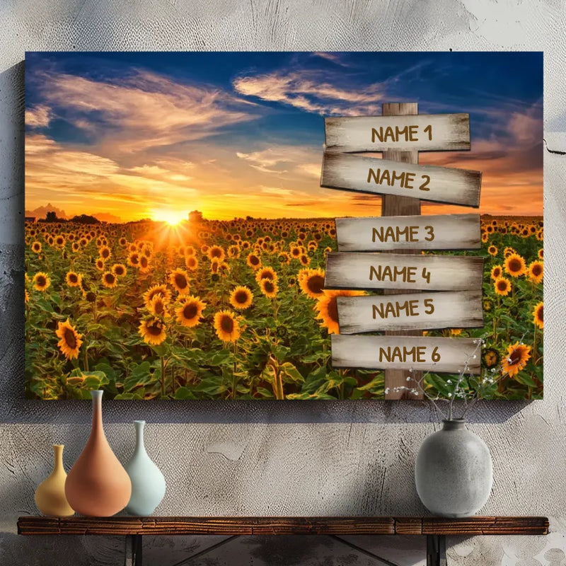 Personalized Sunflower Family Name Canvas - Blooming with Love | 89Prints