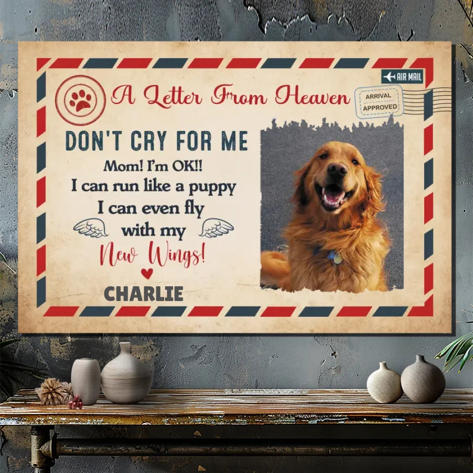 Personalized Pet Memorial Canvas - A Message of Love from Heaven | 89Prints